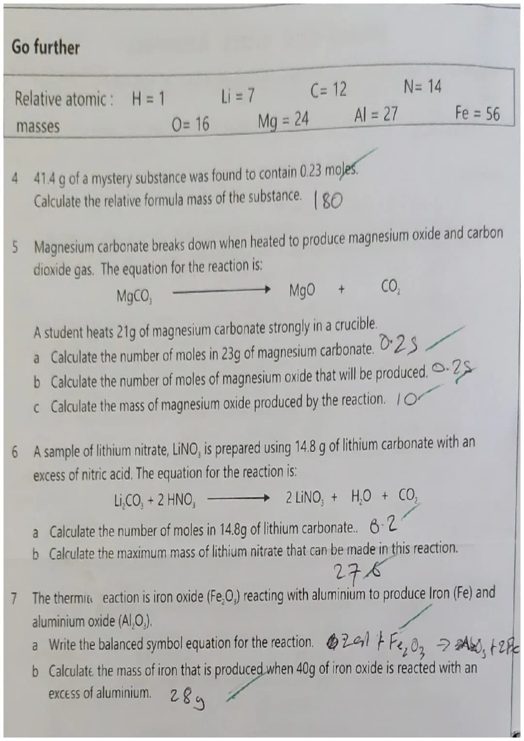 Calculate the relative formula mass of the following substances.
38
19719
Relative Formula Mass
1 F₂...
2 H₂SO.....
3 Al₂O,
4 CUCO,.
5 NH.NO