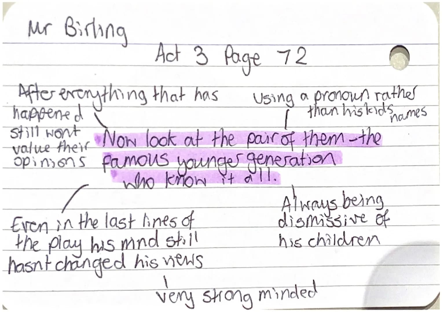 Mr Birling
Dramatic irony -
Audience
know that the
world war
happened 2
years later
Act 1 Sove Page 6
Arrogant
say there isn't a
chance of
w