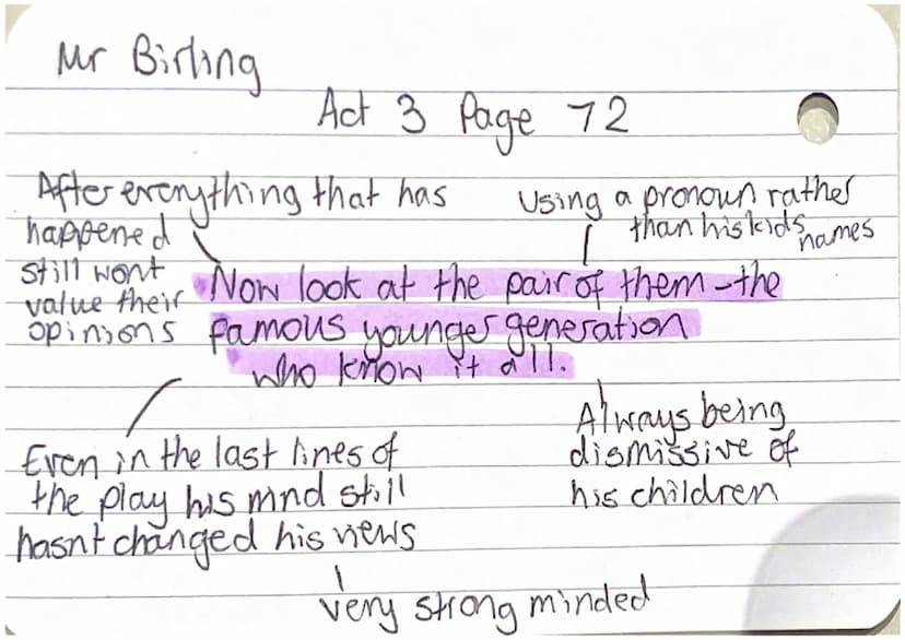 Mr Birling
Dramatic irony -
Audience
know that the
world war
happened 2
years later
Act 1 Sove Page 6
Arrogant
say there isn't a
chance of
w