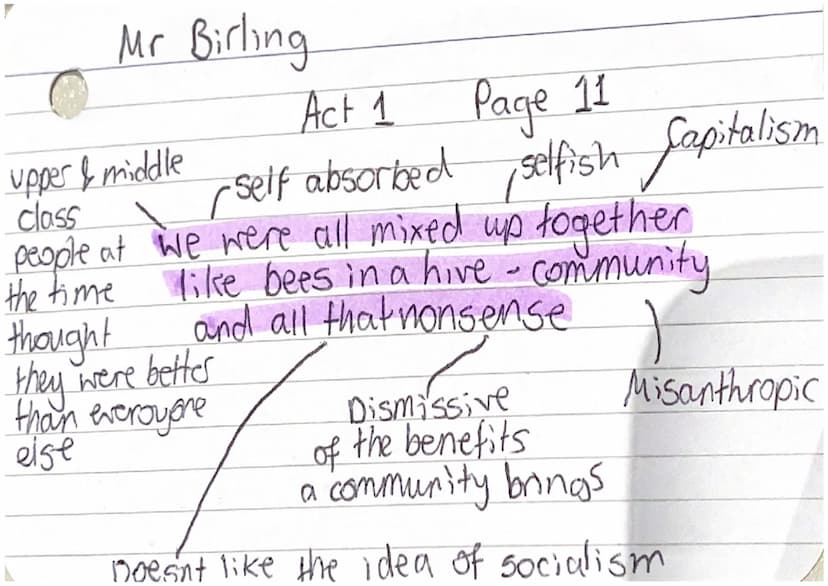 Mr Birling
Dramatic irony -
Audience
know that the
world war
happened 2
years later
Act 1 Sove Page 6
Arrogant
say there isn't a
chance of
w