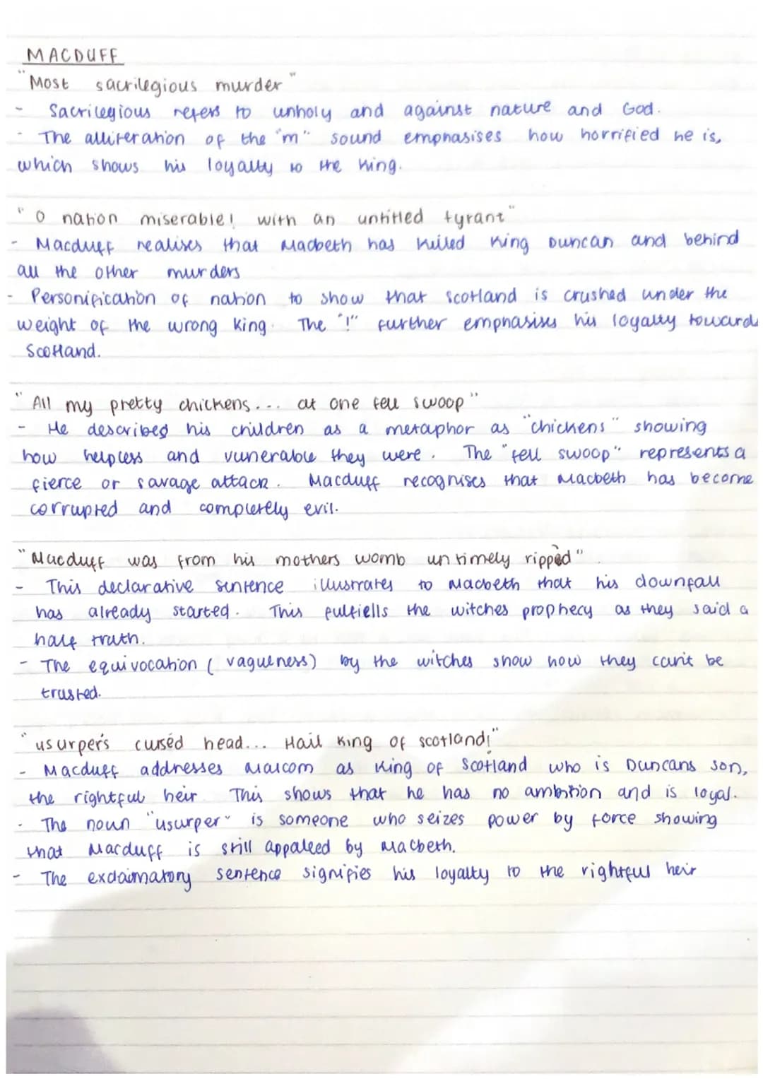 1
1
-
Macbeth
THE WITCHES
Fair is
foul and foul is fair
TROCHAIC TETRAMETER shows the witches enchanting spell-like
and how they have the po