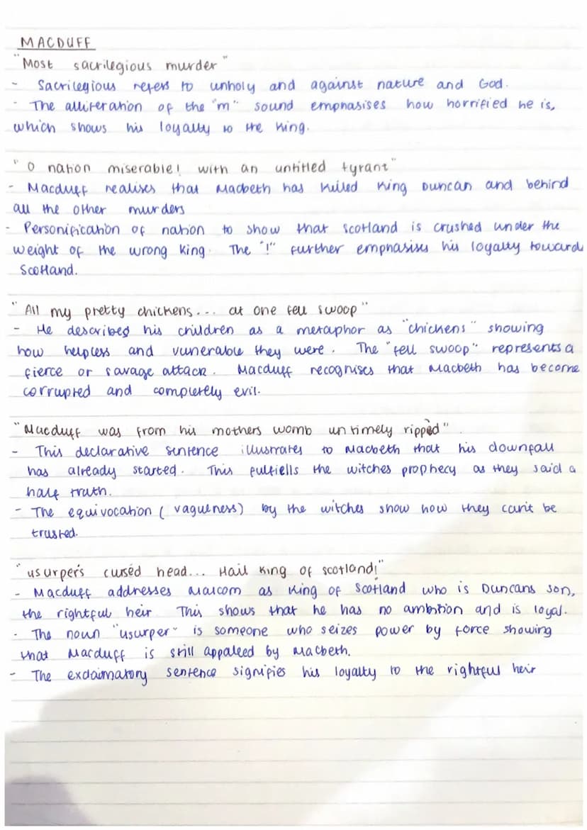 1
1
-
Macbeth
THE WITCHES
Fair is
foul and foul is fair
TROCHAIC TETRAMETER shows the witches enchanting spell-like
and how they have the po