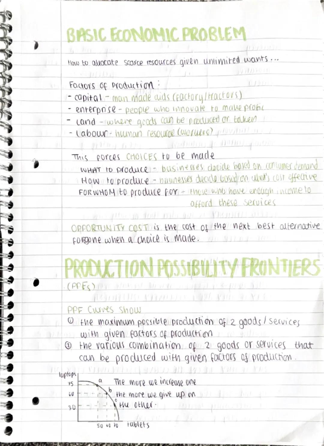 BASIC ECONOMIC PROBLEM + PPFs