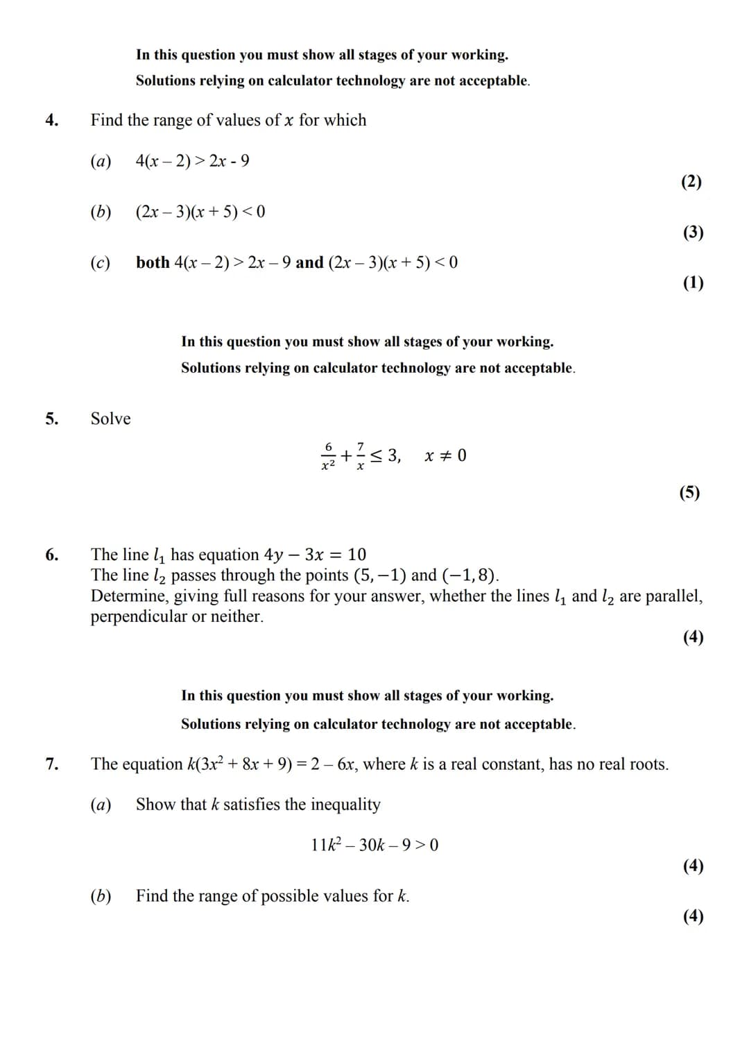 Name:
Score: 57/57
Strengths:
1.
Finding equation of a straight line
Points of intersection
Discriminant
Modelling
Inequalities
Area problem