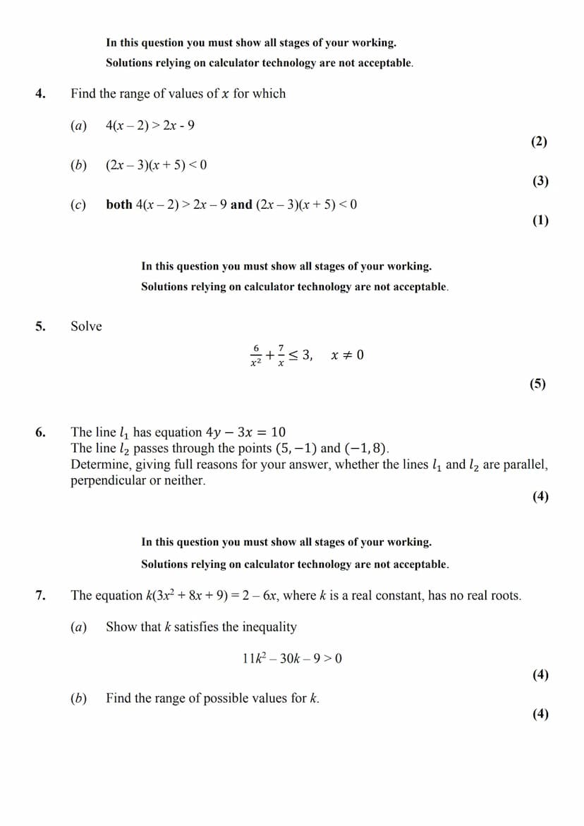 Name:
Score: 57/57
Strengths:
1.
Finding equation of a straight line
Points of intersection
Discriminant
Modelling
Inequalities
Area problem