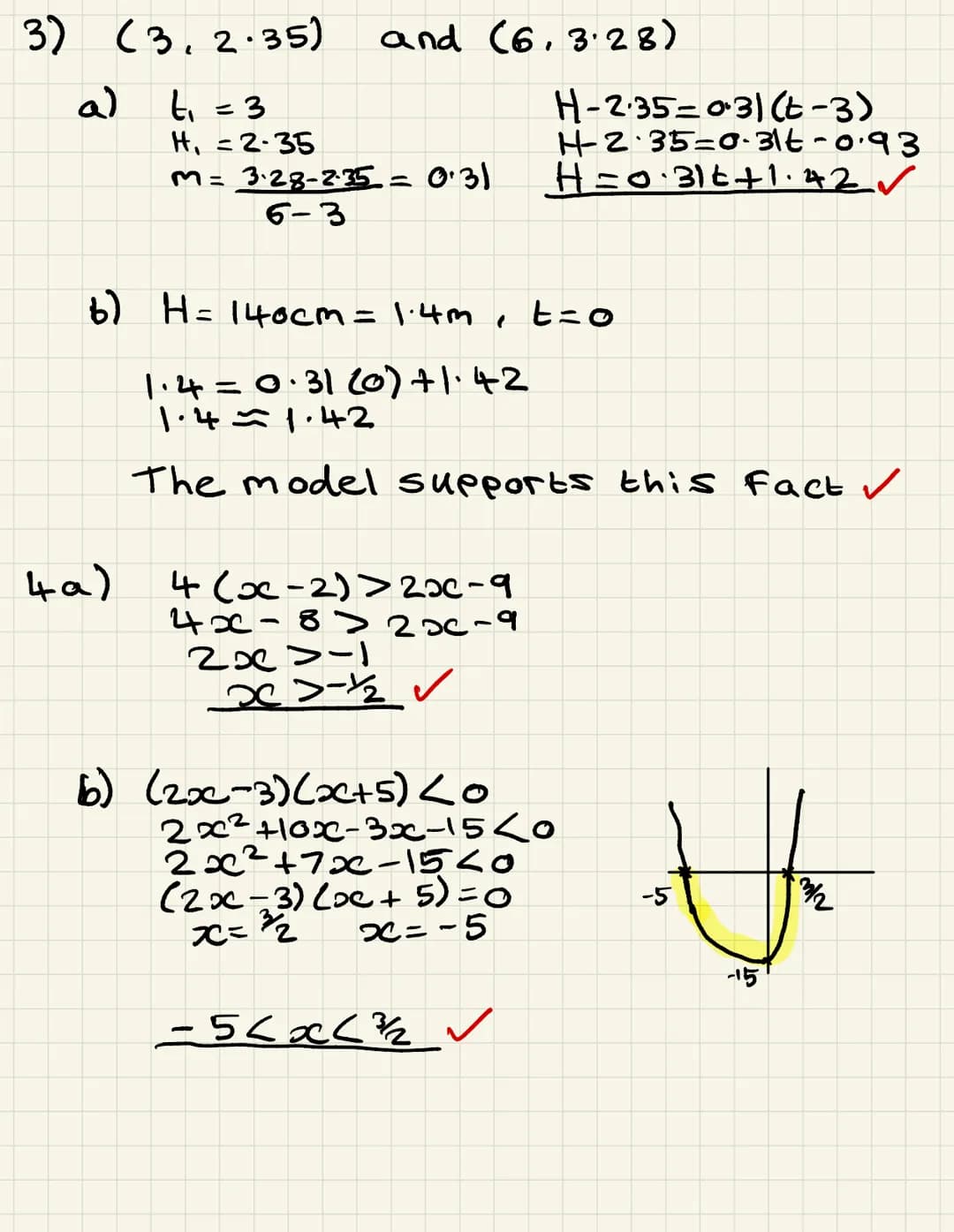 Name:
Score: 57/57
Strengths:
1.
Finding equation of a straight line
Points of intersection
Discriminant
Modelling
Inequalities
Area problem