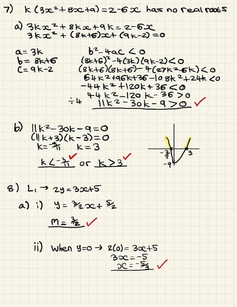 Name:
Score: 57/57
Strengths:
1.
Finding equation of a straight line
Points of intersection
Discriminant
Modelling
Inequalities
Area problem