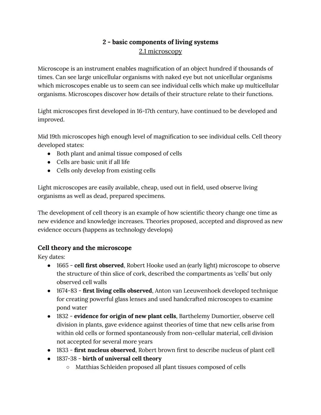 A-level biology - Chapter 2 basic components of living systems