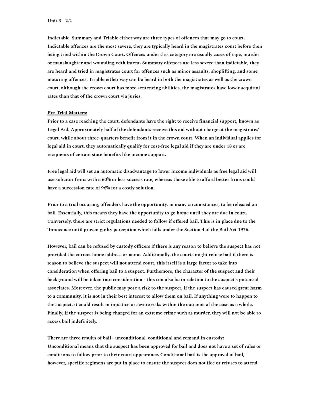 Criminology Unit 3 - AC:2.2 Example