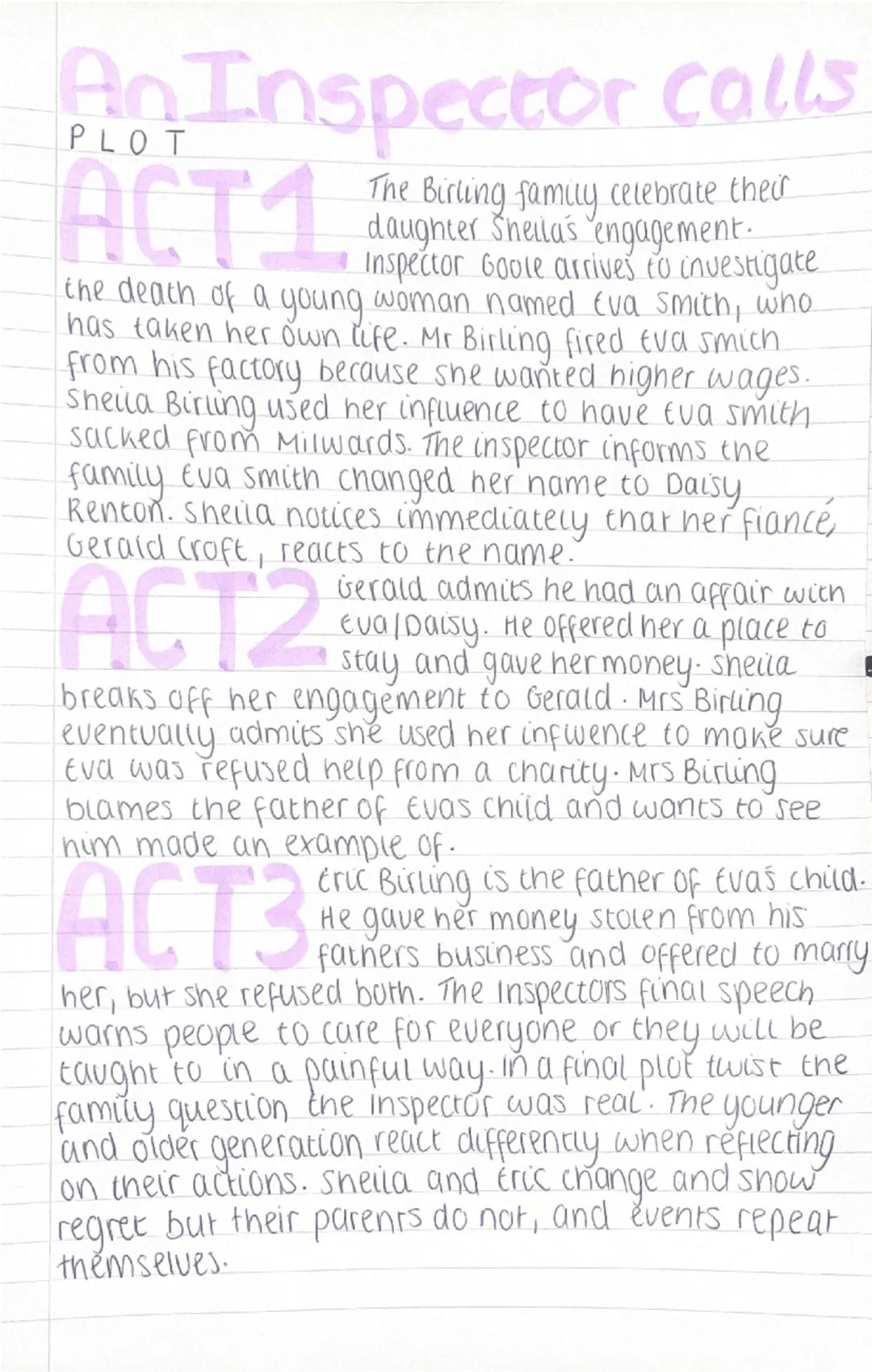 An inspector calls - Plot summary
