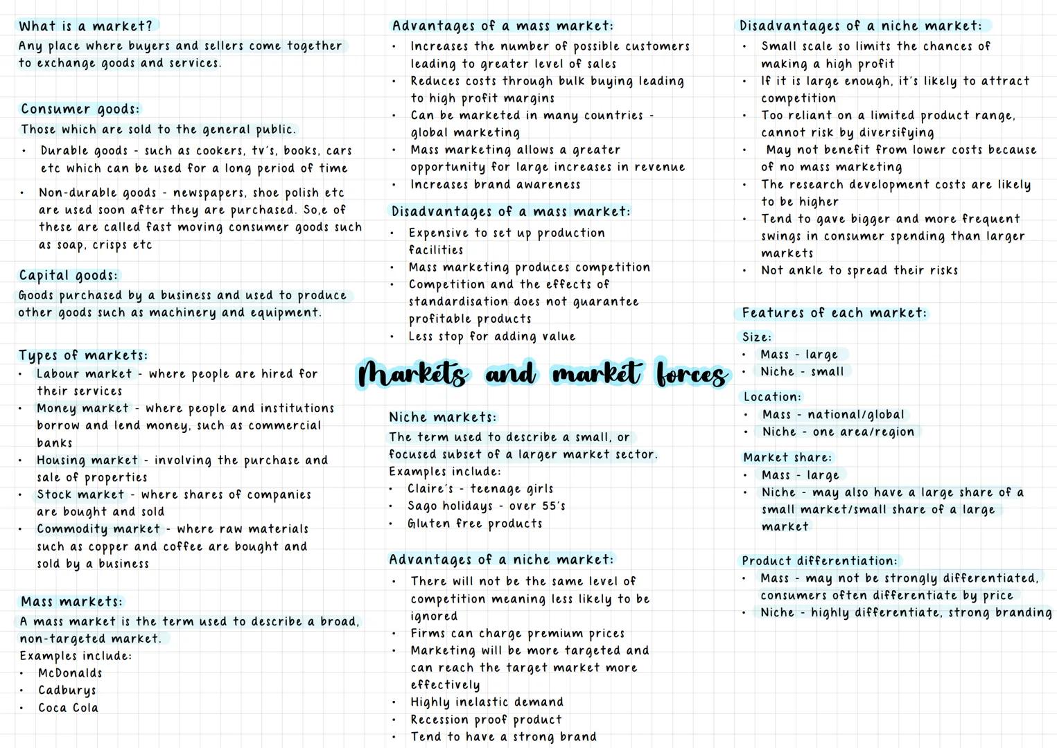 What is a market?
Any place where buyers and sellers come together
to exchange goods and services.
Consumer goods:
Those which are sold to t