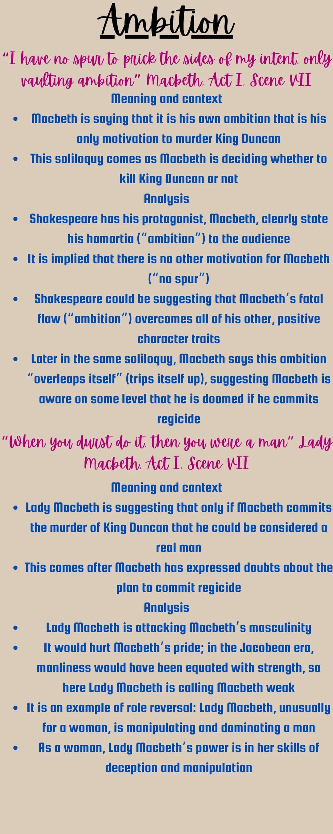 Macbeth
Below are all of the themes from
Macbeth, a Reason why Shakespeare
has done this, quotes from MB and how
it relates to the theme.
Am