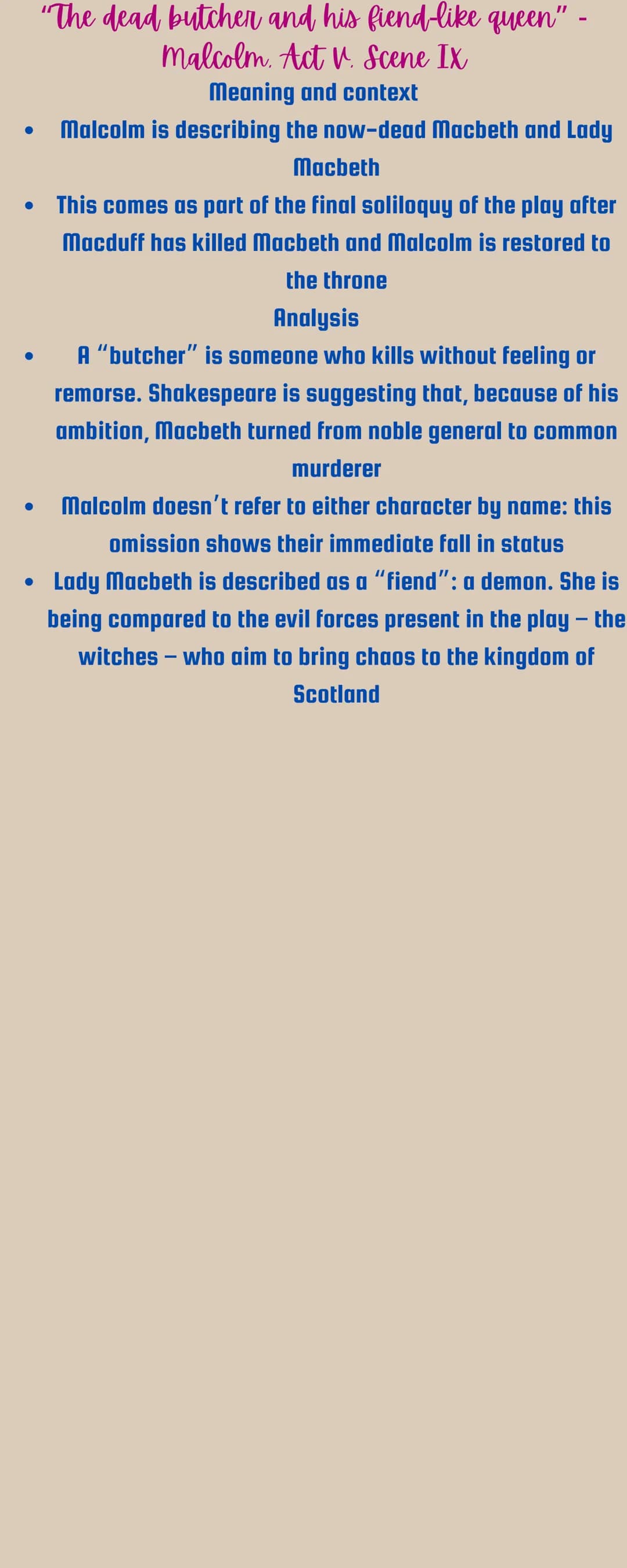 Macbeth
Below are all of the themes from
Macbeth, a Reason why Shakespeare
has done this, quotes from MB and how
it relates to the theme.
Am