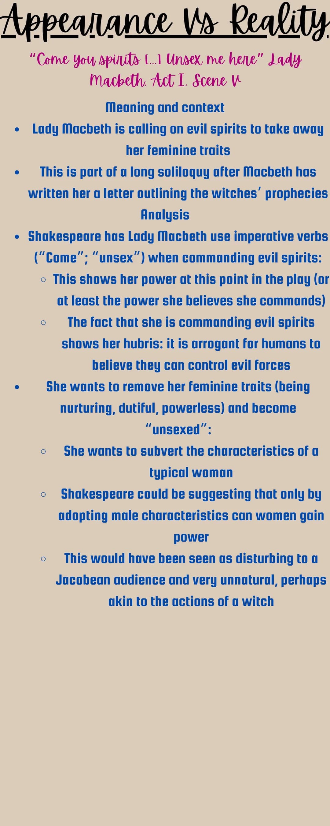 Macbeth
Below are all of the themes from
Macbeth, a Reason why Shakespeare
has done this, quotes from MB and how
it relates to the theme.
Am