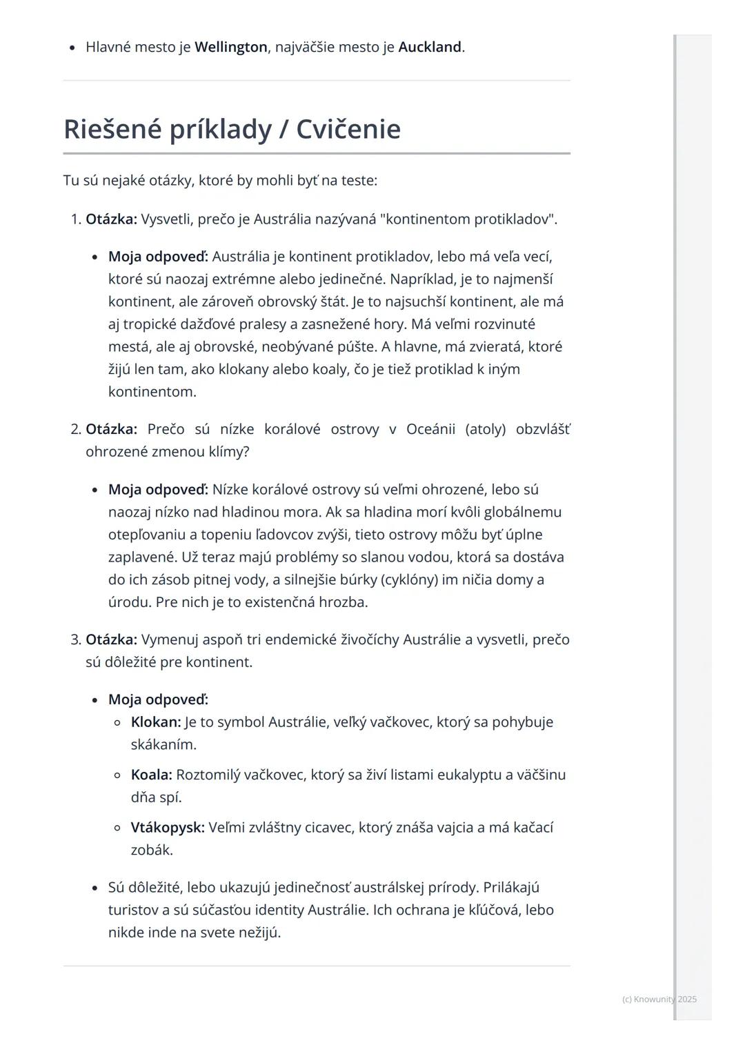 # Austrália a Oceánia

Prehľad / Úvod

Takže, dnes si prejdeme Austráliu a Oceániu. Je to veľmi zaujímavá časť sveta,
lebo je taká iná ako v