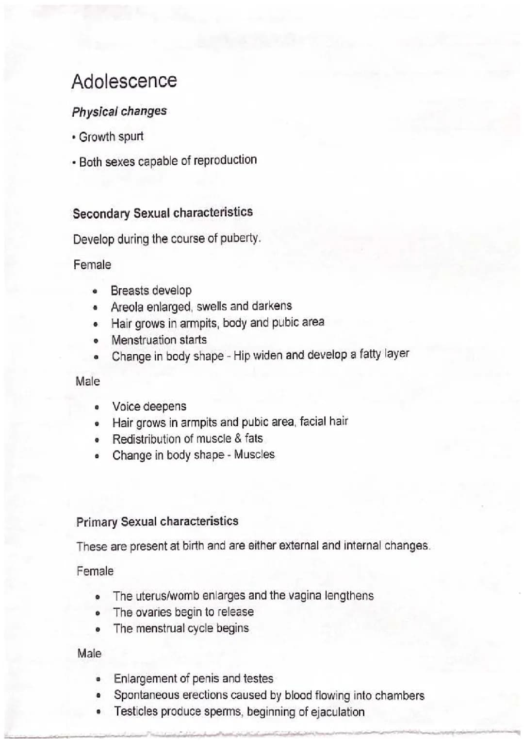 Physical development and changes in adolescence 
