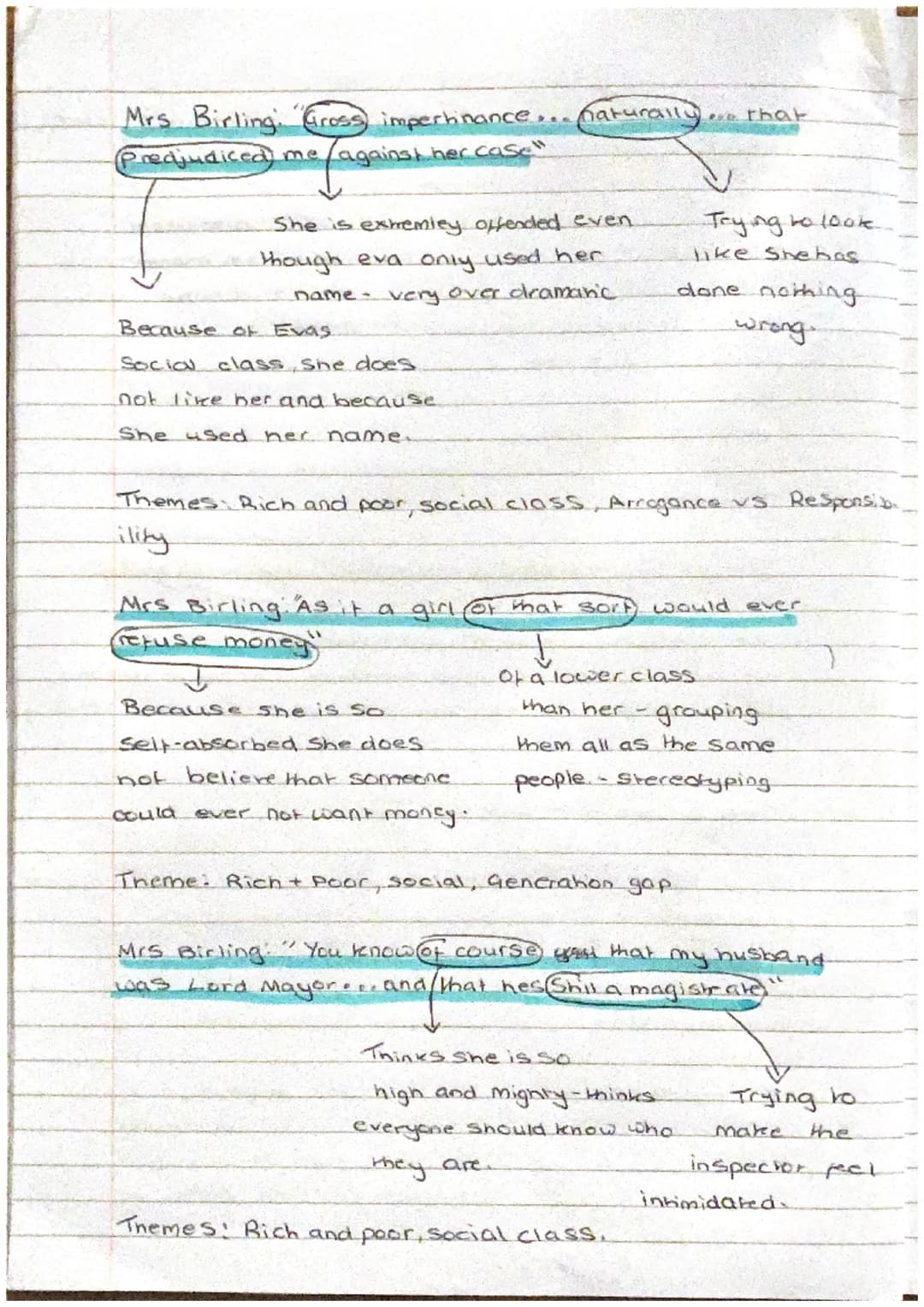 <h2 id="mrbirlingquotesanalysis">Mr Birling Quotes Analysis</h2>
<p>Mr Birling's condescending remarks to Edna, the maid, give us the first 