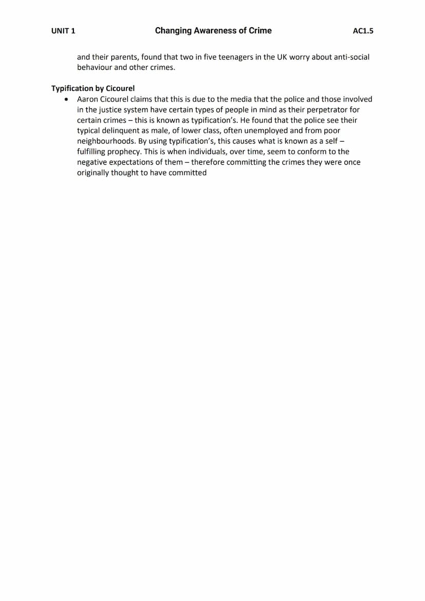 UNIT 1
AC1.5 Explain the impact of the media representations on the
public perception of crime
Moral Panic
The media's representations of cr