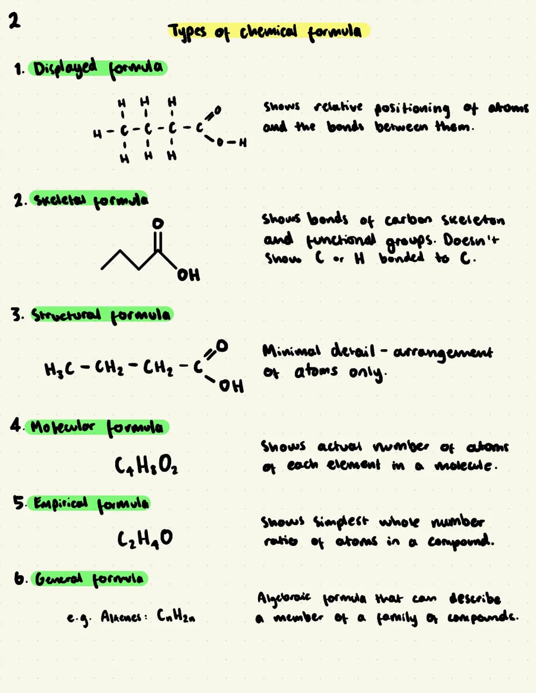 ORGANIC CHEMISTRY/ 2
1. Displayed formula
H
H
1
1
C-C-C
●
2. Skeletal formula
4
H H
محمد
Types of chemical formula
●
3. Structural formula
5