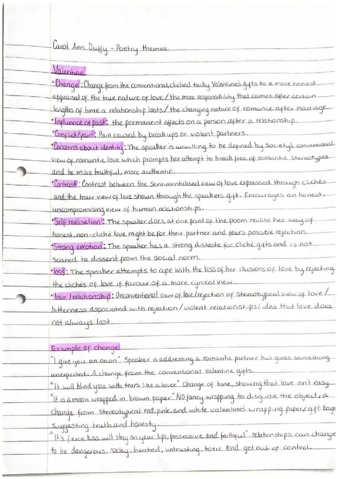 Higher English - Poetry Themes - Valentine