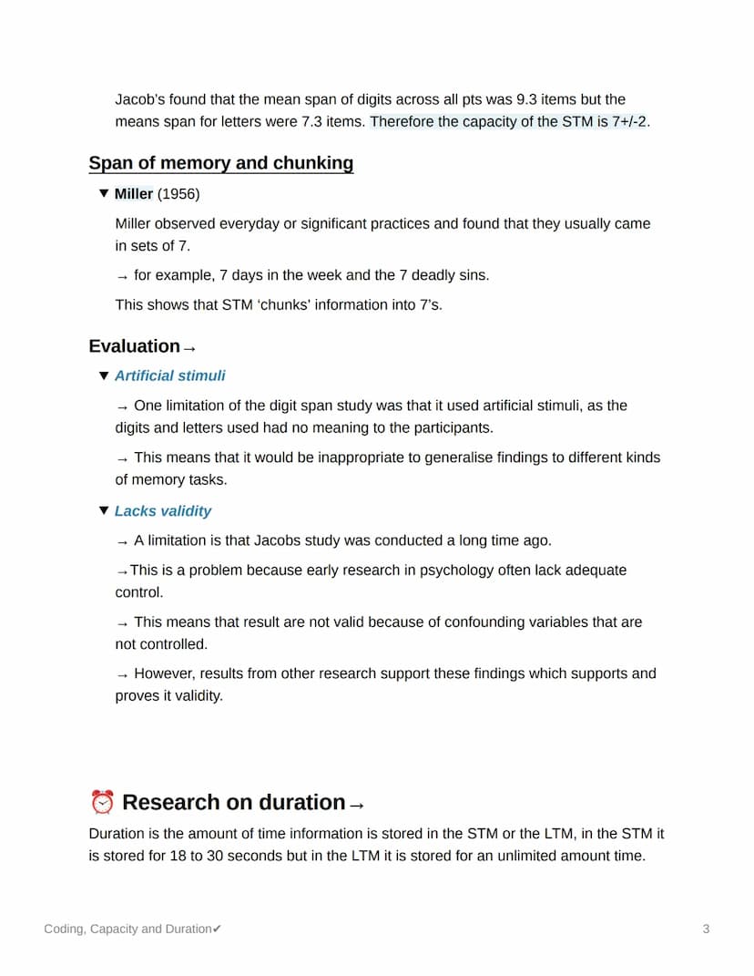 Coding, Capacity and Duration
Research on coding →
Once information gets into the memory system, it is stored in different formats.
▾ Baddel