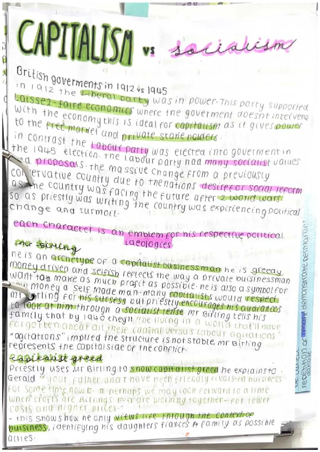 an inspector calls- capitalism vs socialism