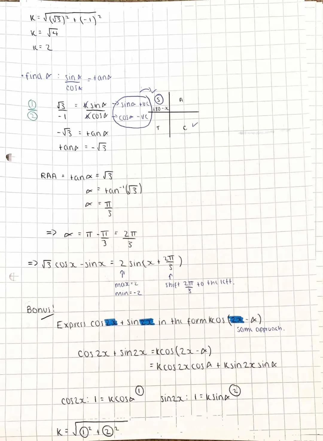 WAVE FUNCTION
Any combination of sine and cosing functions can be written in the form:
ksin (x²x) OR K COS (x + x)
↑
↑
amplituck
horizontal
