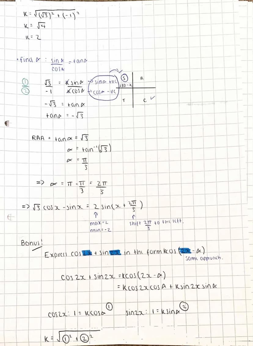 WAVE FUNCTION
Any combination of sine and cosing functions can be written in the form:
ksin (x²x) OR K COS (x + x)
↑
↑
amplituck
horizontal
