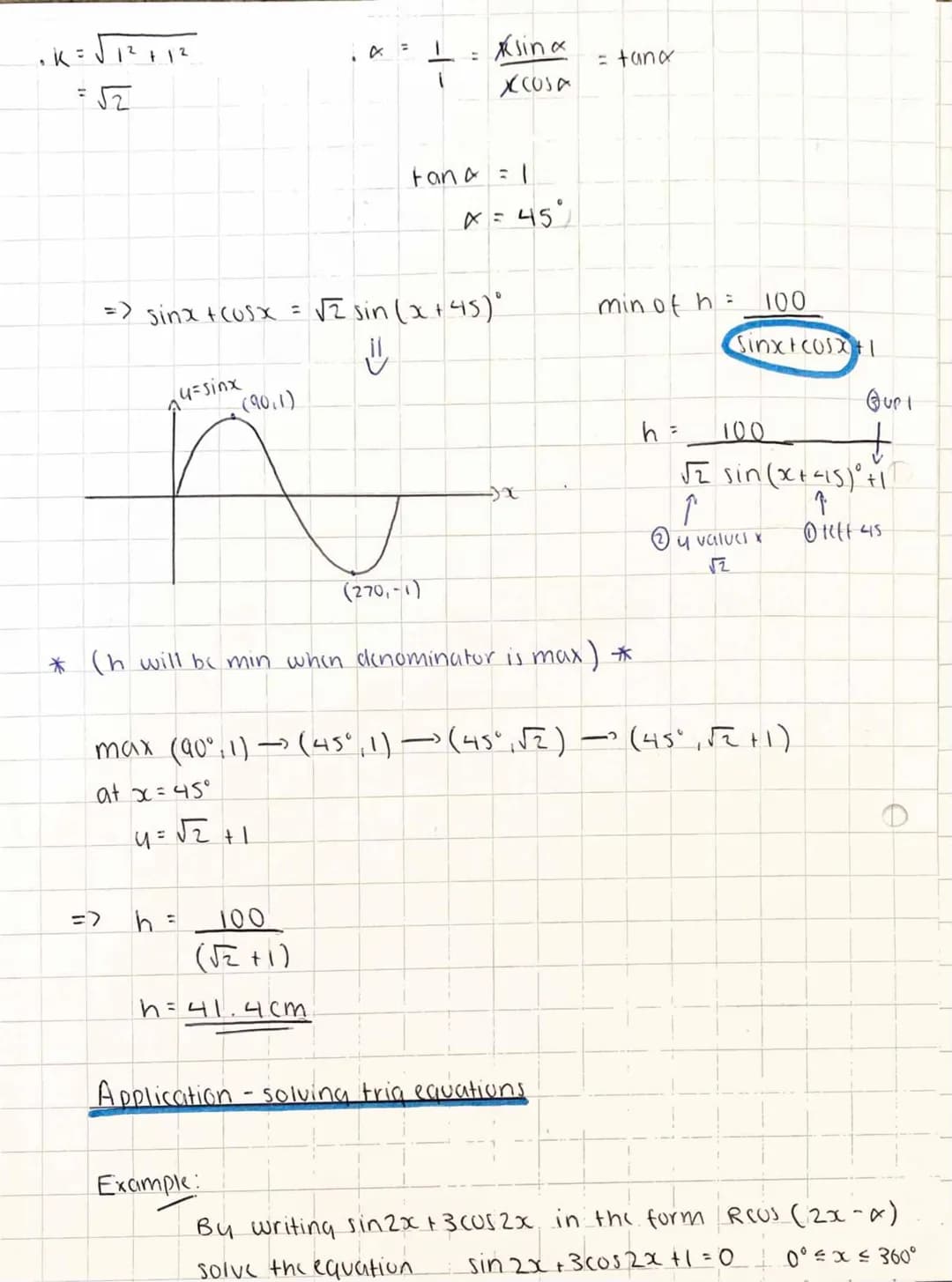 WAVE FUNCTION
Any combination of sine and cosing functions can be written in the form:
ksin (x²x) OR K COS (x + x)
↑
↑
amplituck
horizontal
