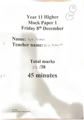 Know Year 11 Higher Mock Edexcel Paper 1 (marked + answered) thumbnail