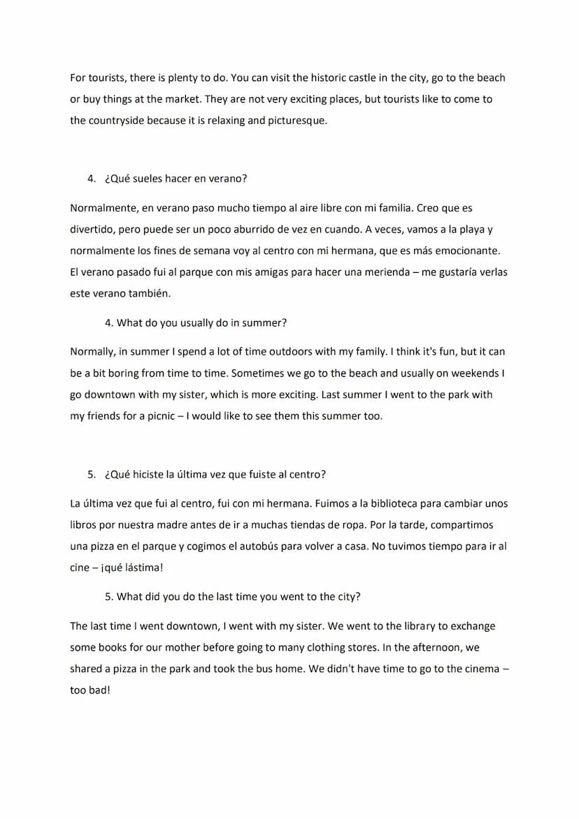 Local Area - Theme 2 GCSE Speaking Questions and Answers for GCSE Spanish
1. ¿Dónde vives exactamente? ¿Cómo es tu pueblo?
Vivo en un pueblo