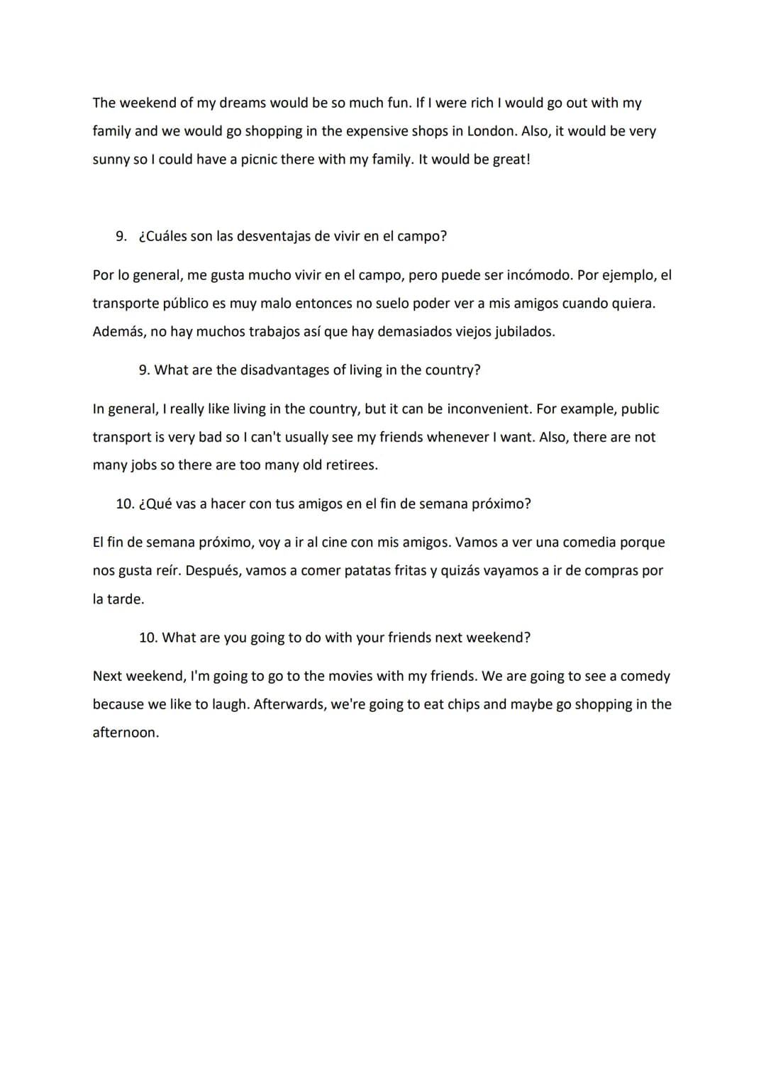 Local Area - Theme 2 GCSE Speaking Questions and Answers for GCSE Spanish
1. ¿Dónde vives exactamente? ¿Cómo es tu pueblo?
Vivo en un pueblo