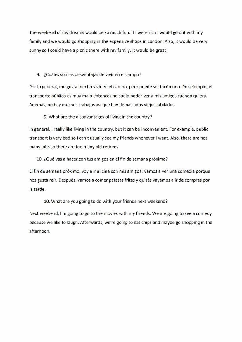 Local Area - Theme 2 GCSE Speaking Questions and Answers for GCSE Spanish
1. ¿Dónde vives exactamente? ¿Cómo es tu pueblo?
Vivo en un pueblo