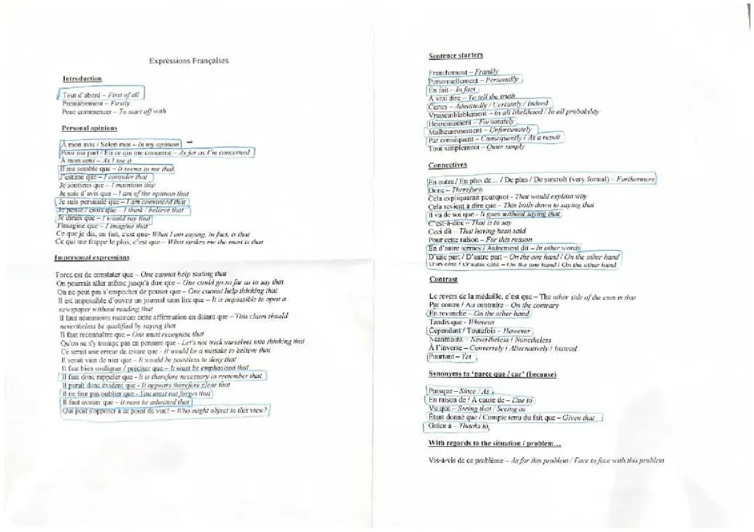 French Advanced Phrases 