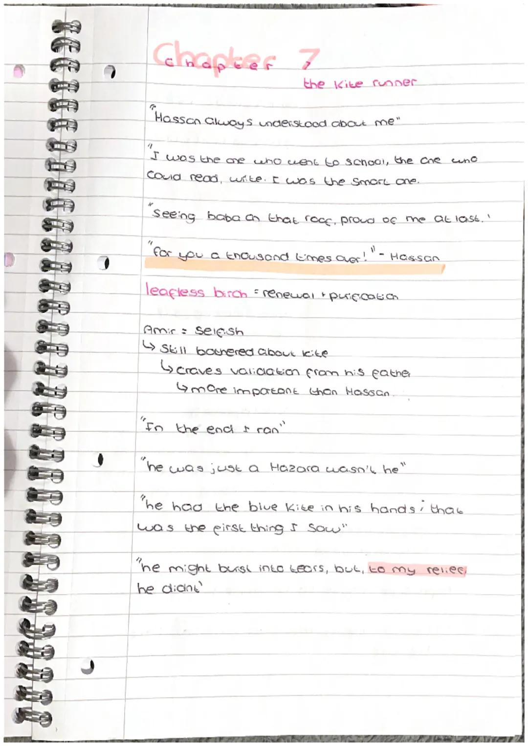 Chapter 7
"
Hassan always understood about me".
9
I was the one who went to school, the one who
could read, write. I was the Smart one.
the 