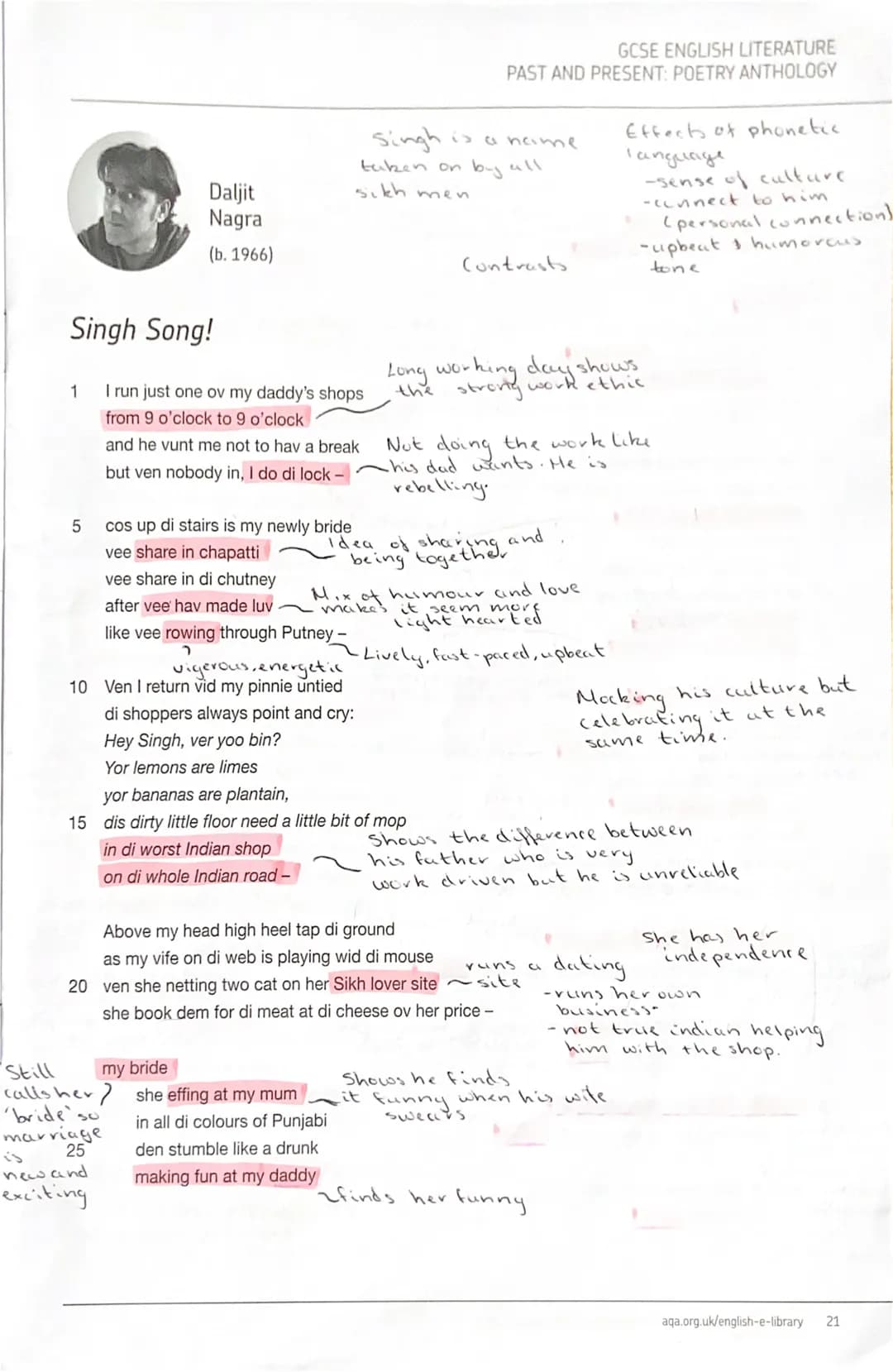 Singh Song!
1
5
Daljit
Nagra
(b. 1966)
Still
calls her
I run just one ov my daddy's shops
from 9 o'clock to 9 o'clock
and he vunt me not to 