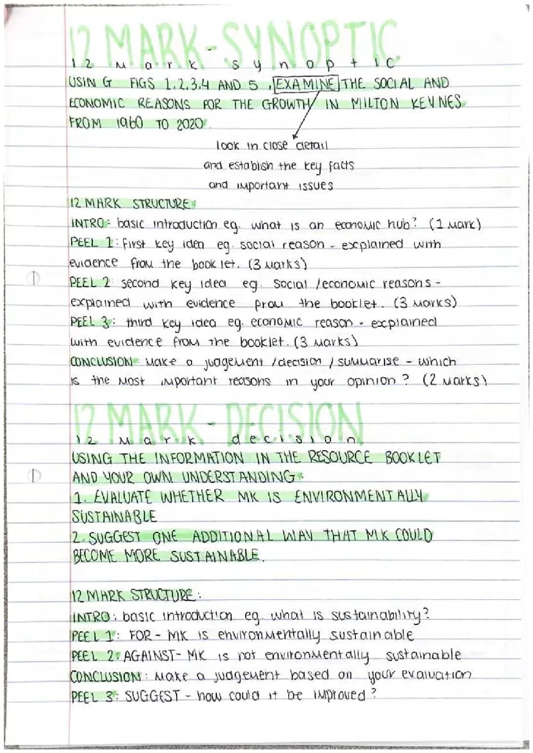 GCSE Geography Paper 3 12 Mark question structure and examples