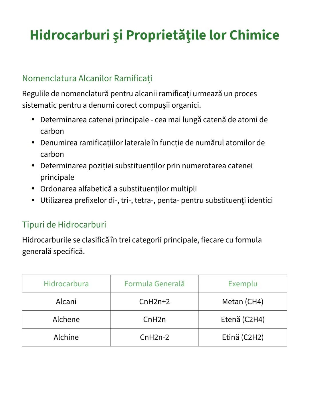 # Hidrocarburi şi Proprietăţile lor Chimice

Nomenclatura Alcanilor Ramificaţi

Regulile de nomenclatură pentru alcanii ramificați urmează u