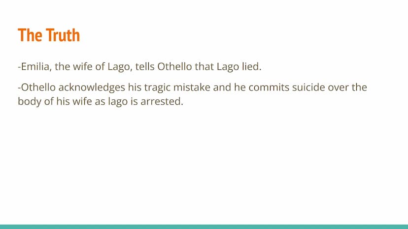 AQA: Othello - Plot Summary The Promotion
-Othello the general of the army promoted Cassio to be
Lieutenant instead of Lago.
-This made Lago