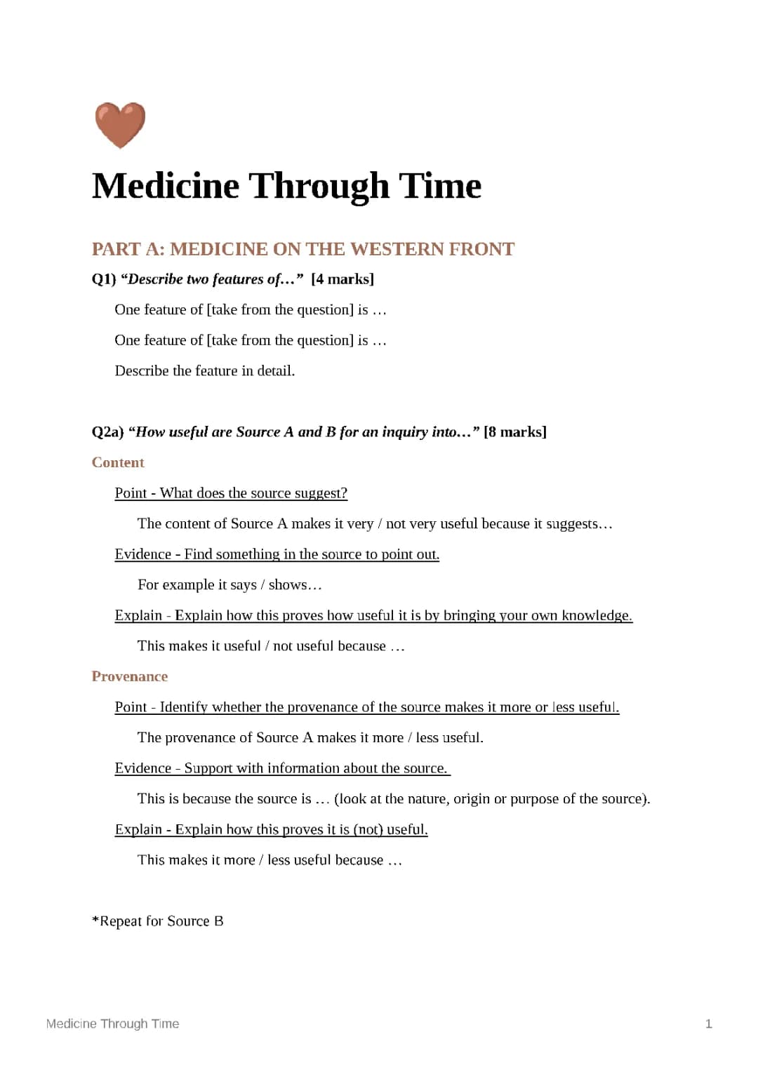 Fun Study Notes for GCSE: Medicine on the Western Front & British History