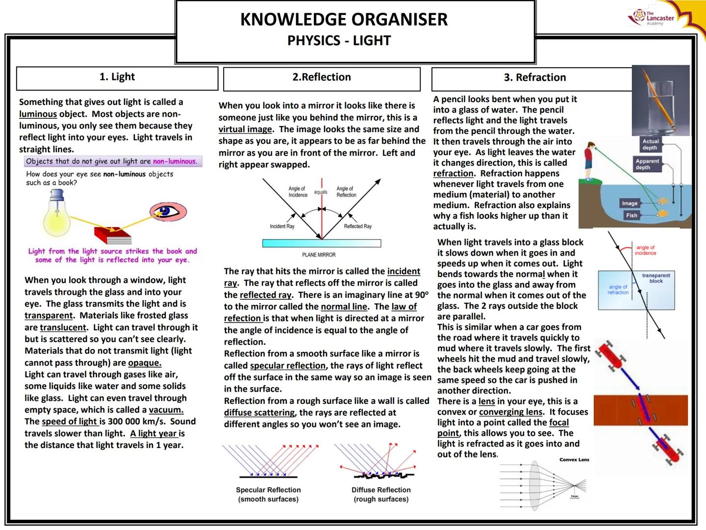 1. Light
Something that gives out light is called a
luminous object. Most objects are non-
luminous, you only see them because they
reflect 