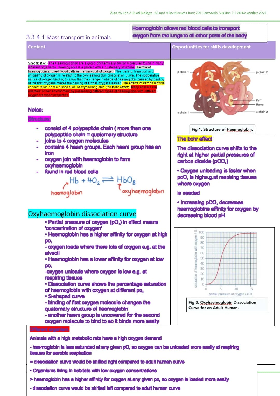 Haemoglobin- AQA A LEVEL BIO