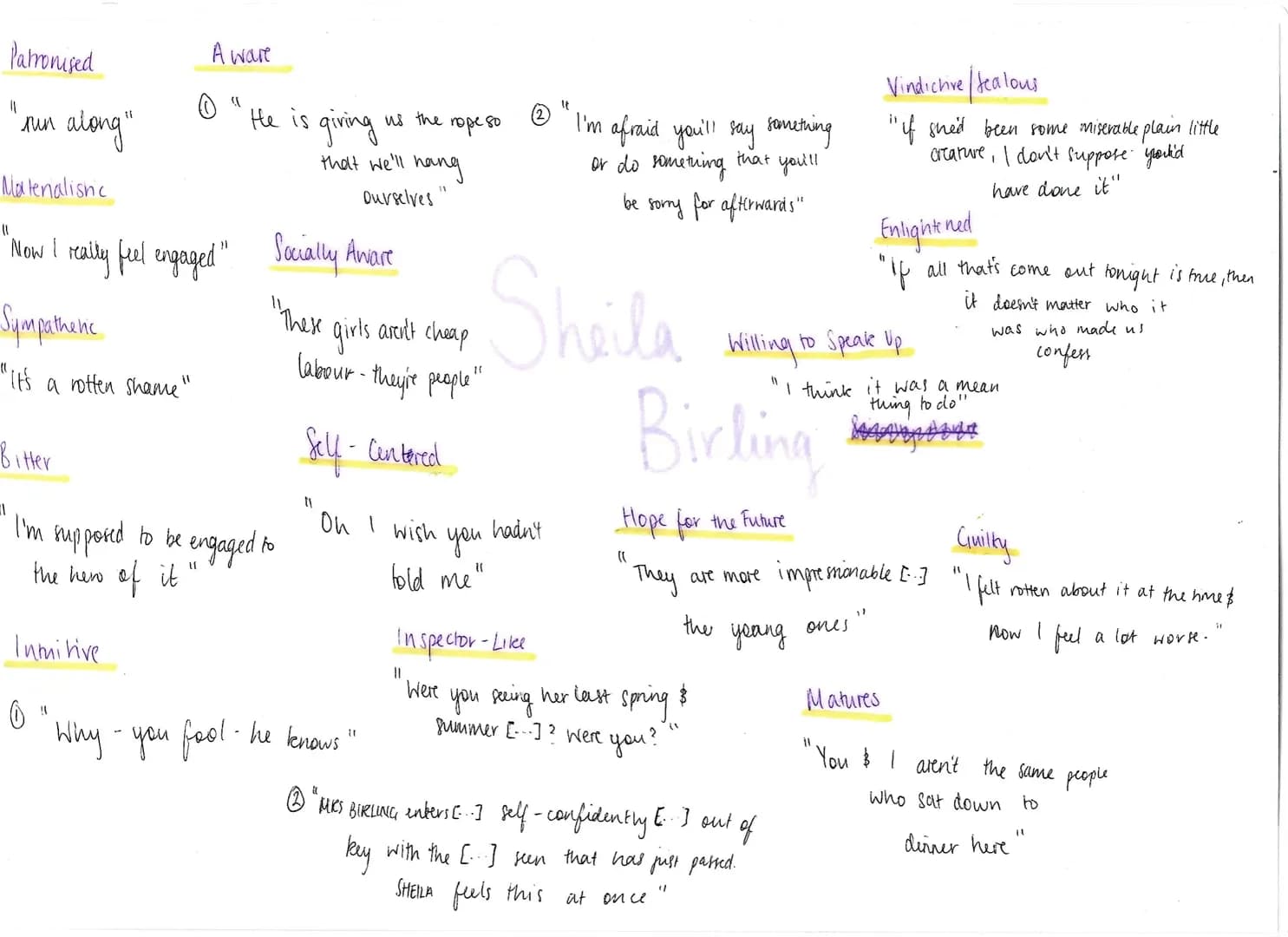 
<p>Sheila Birling, one of the main characters in J. B. Priestley's play "An Inspector Calls," goes through significant character developmen