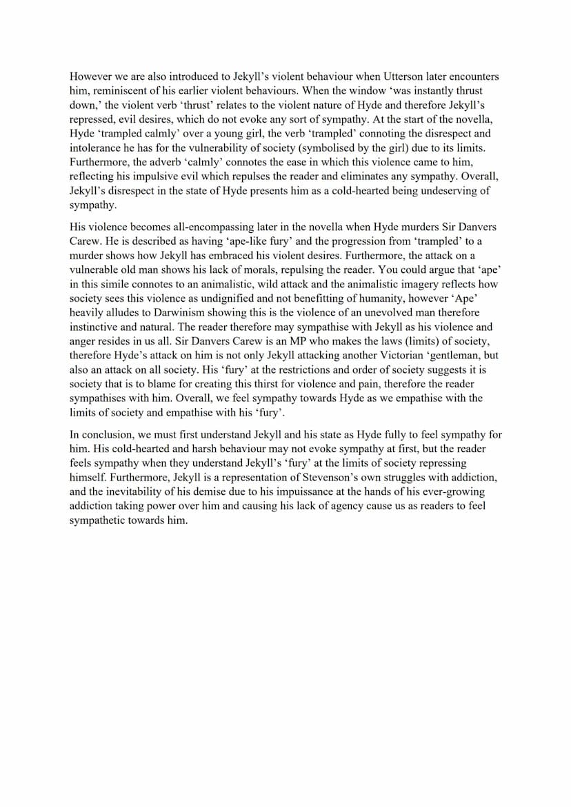 GCSE AQA English Literature
Dr Jekyll and Mr Hyde by RL Stevenson - Model essay
'To what extent do we feel sympathy for Dr Jekyll in the nov