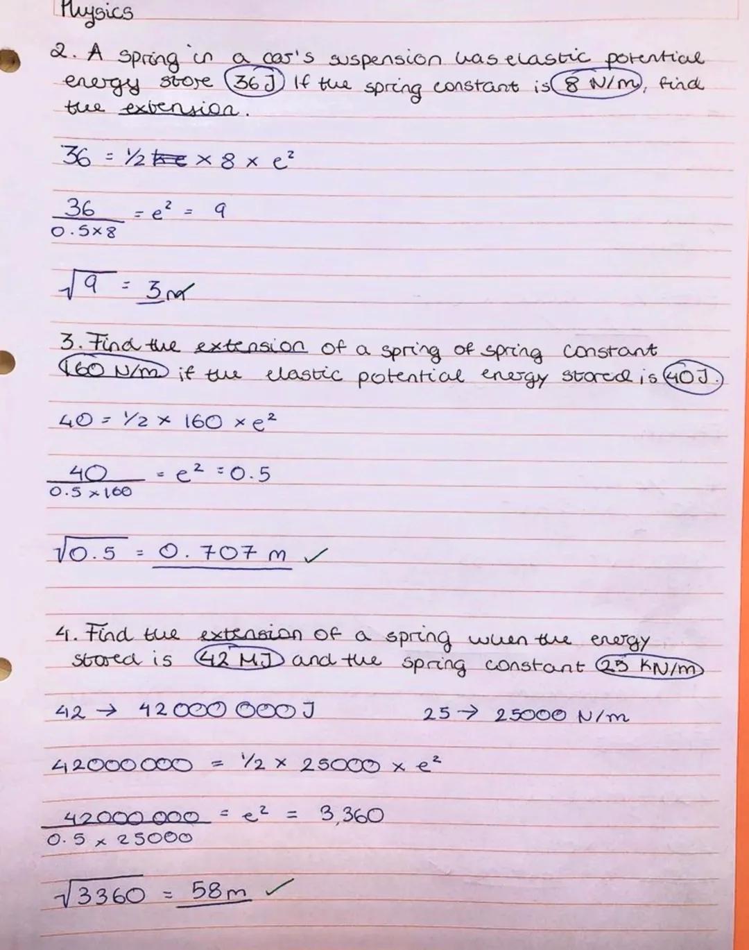 Physics
Elastic potentive energy_-_-
O
Stretching springs –
Force applied elastic potential.
Compression or extension will increase the ener