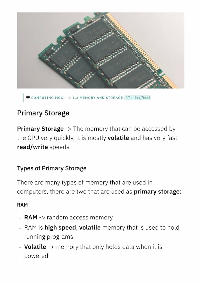 Computing Paper 1
Reuben Cowell Computing MOC 1.1 Systems architecture #Reed
The Architecture of the CPU
Key Words and Notes
Input devices :