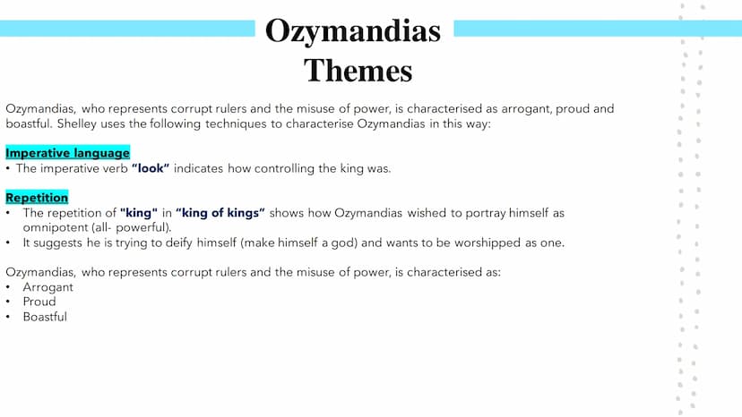 Ozymandias
Poetry GCSEs Percy Bysshe Shelley's Ozymandias describes the narrator's meeting with a traveller from a foreign land.
Shelley was