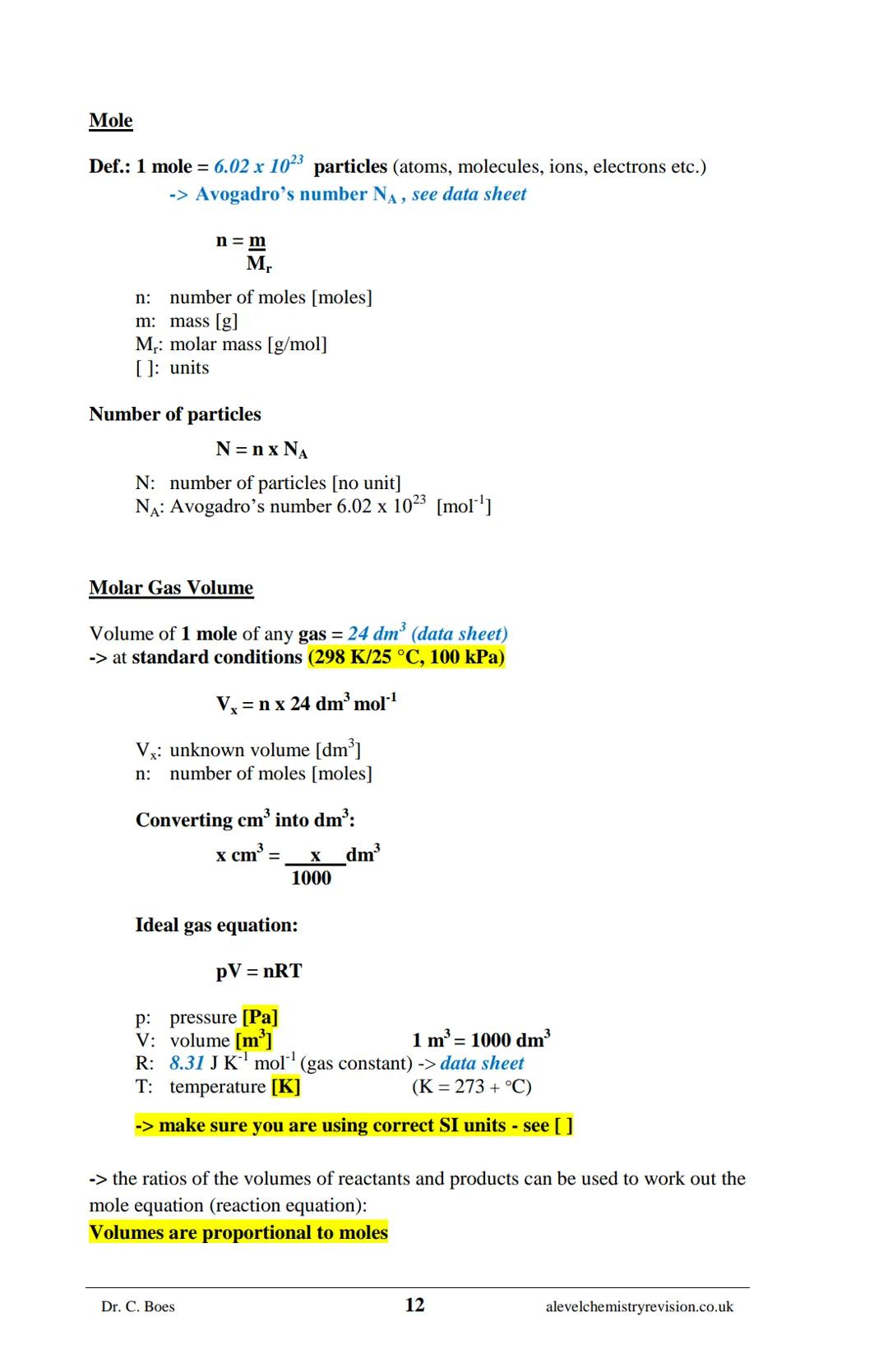 A-LEVEL CHEMISTRY
FLASH NOTES
AQA Year 1 and AS
Free Sample!
Dr C. Boes
Condensed Revision Notes (Flashcards) for a
Successful Exam Preparat