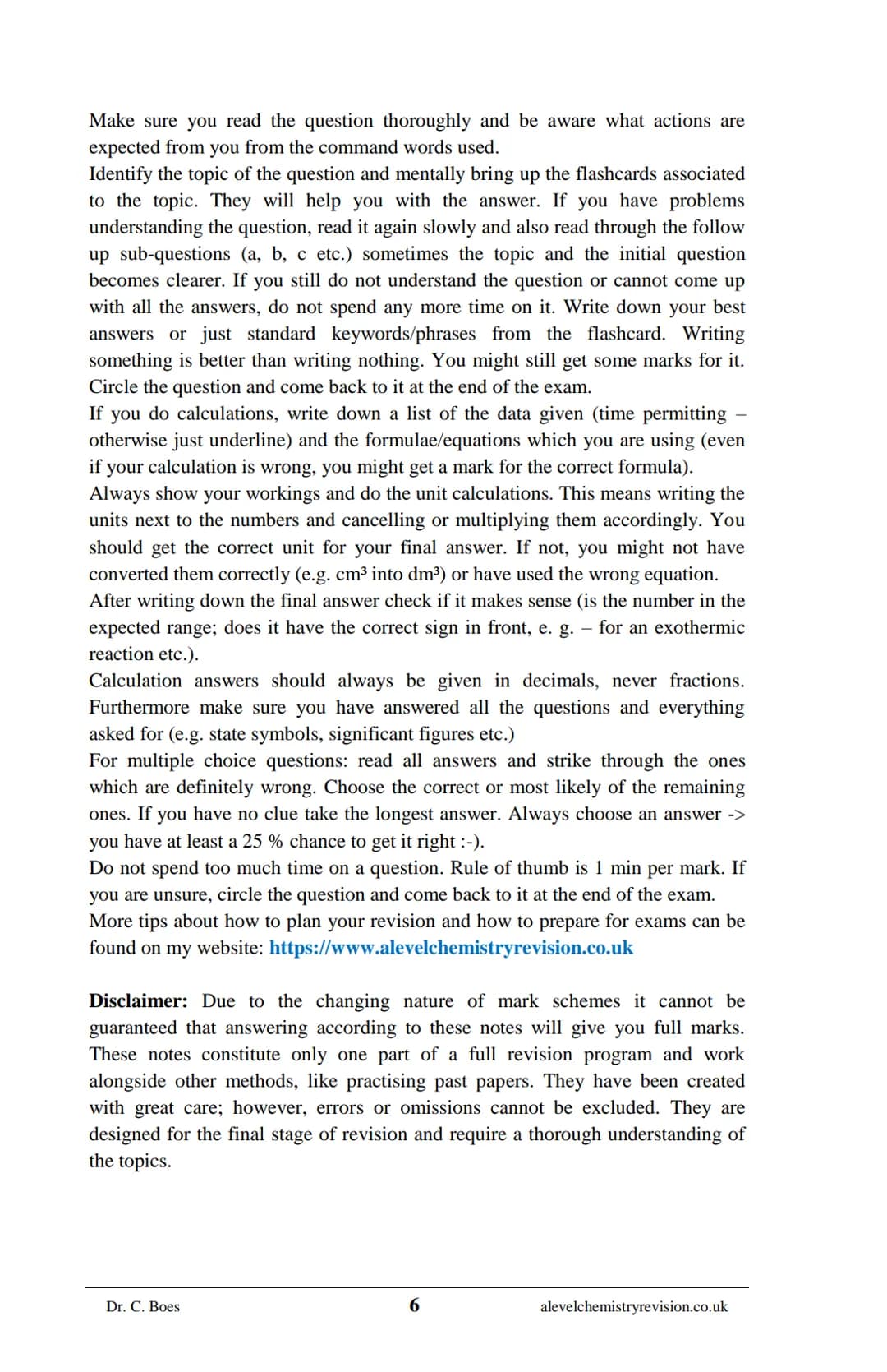 A-LEVEL CHEMISTRY
FLASH NOTES
AQA Year 1 and AS
Free Sample!
Dr C. Boes
Condensed Revision Notes (Flashcards) for a
Successful Exam Preparat