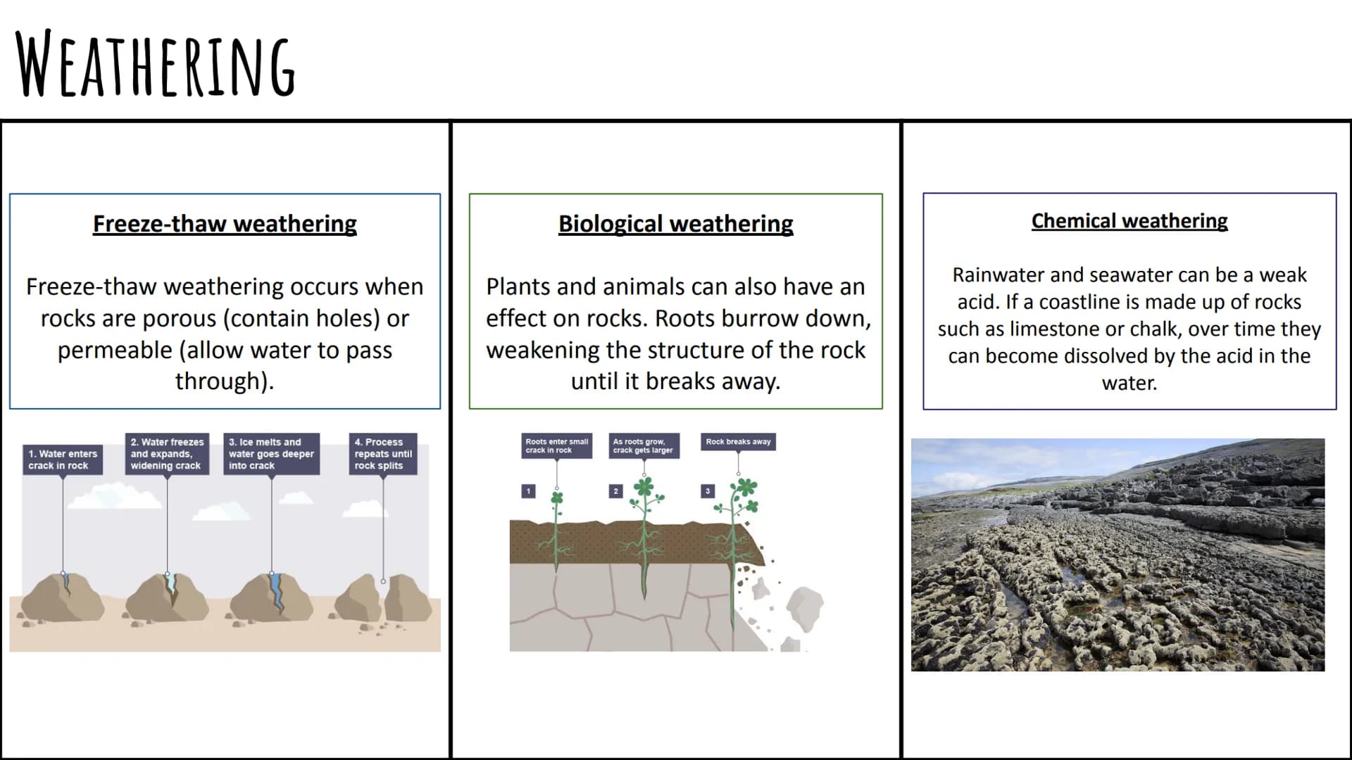 COASTAL PROCESSES
GCSE Geography AQA Contents Page:
Coastal Processes:
Types of Waves
Weathering
Mass Movement
Erosion
Transportation
Deposi